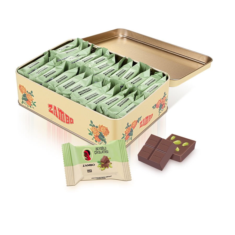 Zambo Nostaljik Teneke Antepfıstıklı Çikolata 480g | ZAMBO®